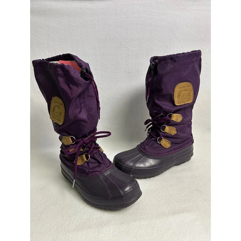 Wintercore Vintage Sorel Women 8 Purple Snowlion Waterproof Insulated Snow Boots